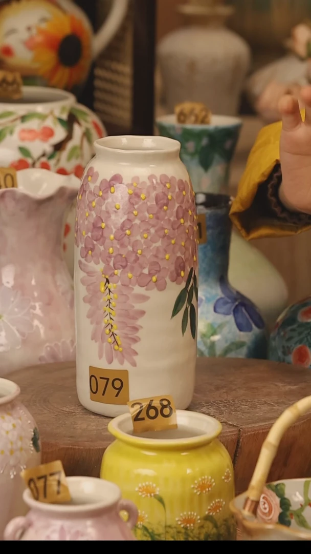 陶瓷景德镇设计师手作花器摆件侘寂风@M079@