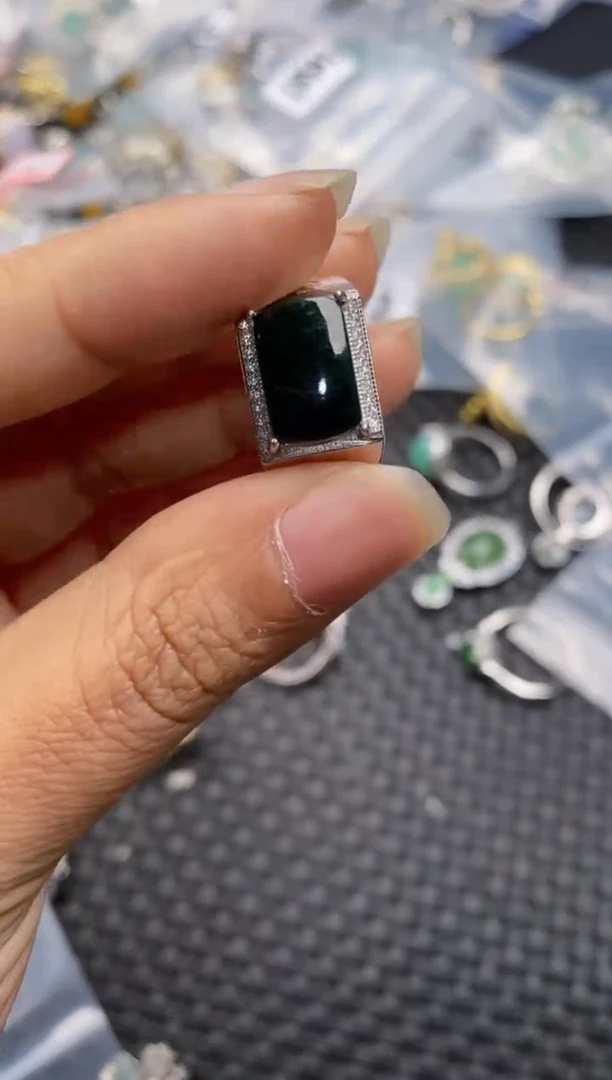 银S925镶嵌戒指翡翠13-10