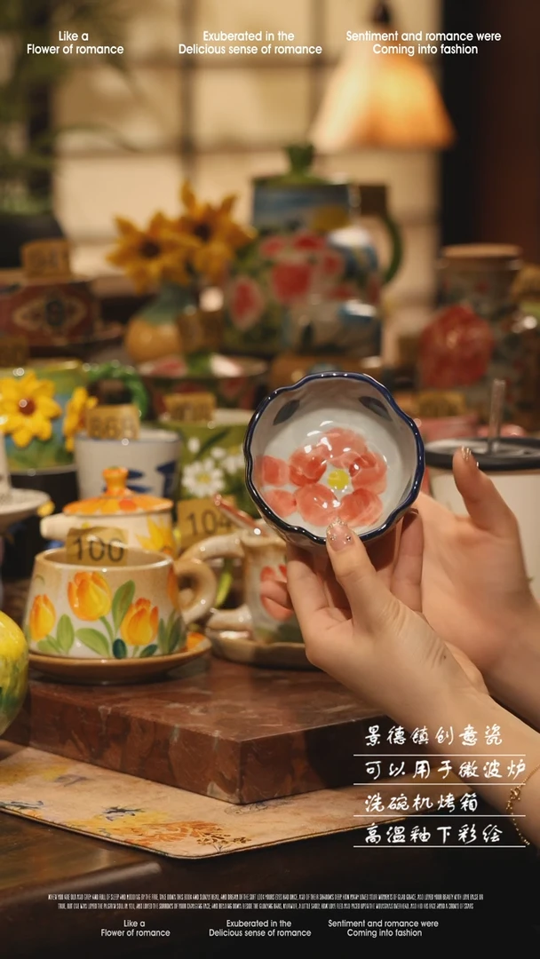 陶瓷景德镇高温手绘釉下彩设计师款式