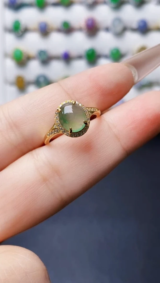 银S925镶嵌戒指翡翠3033