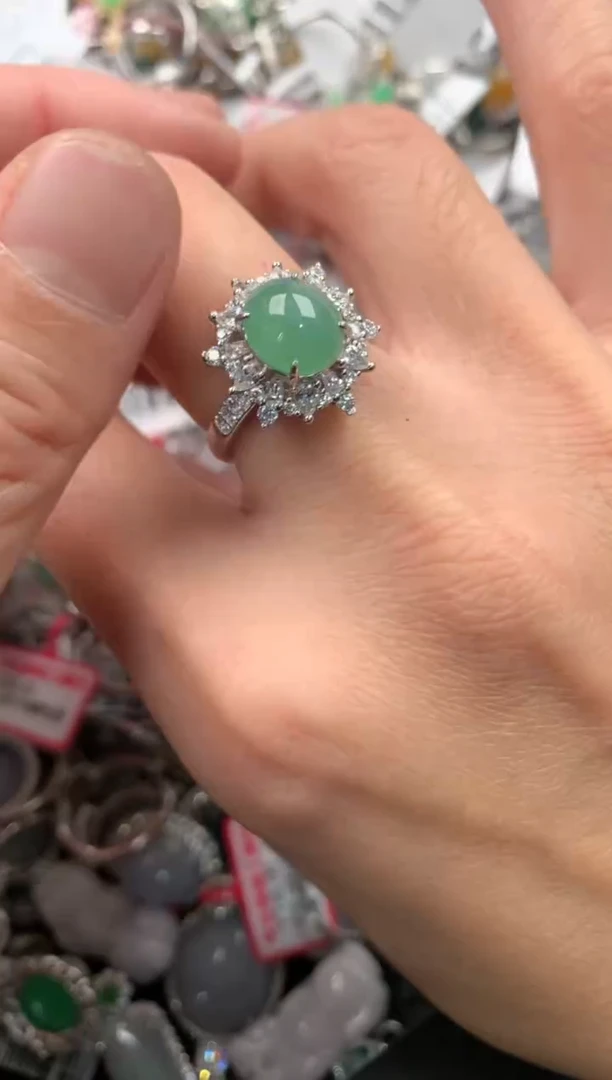 银S925镶嵌戒指翡翠777----1