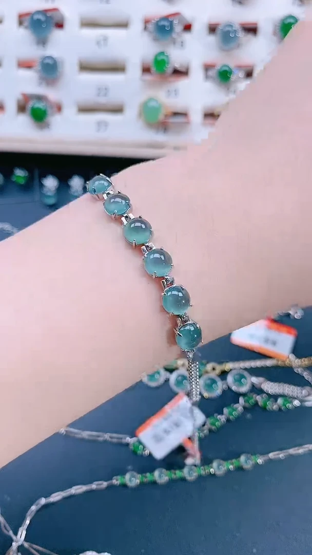 银S925镶嵌手链翡翠天然翡翠