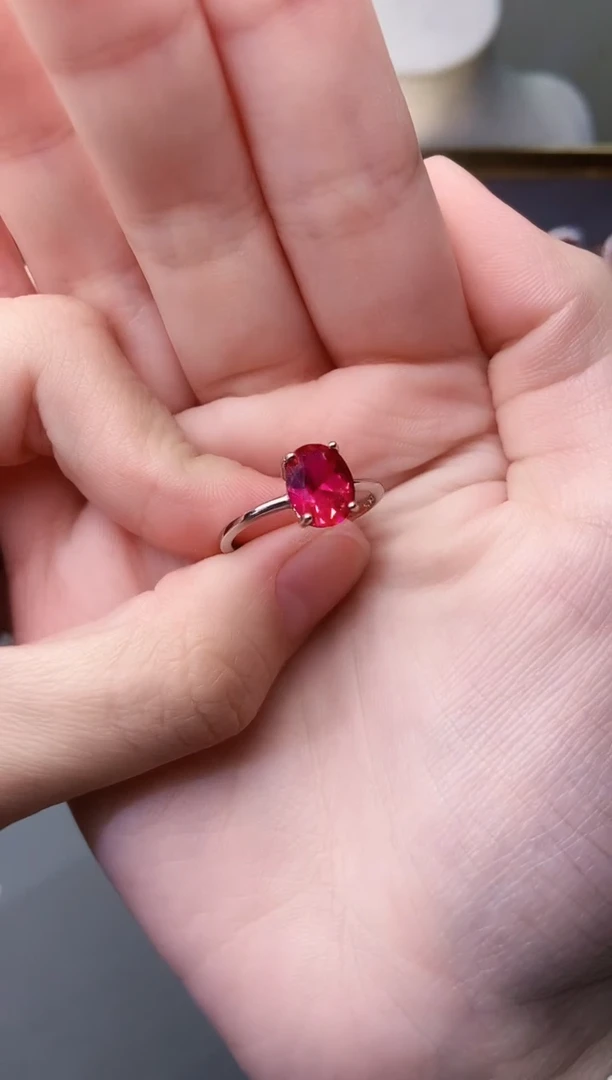 银S925镶嵌戒指红宝石114