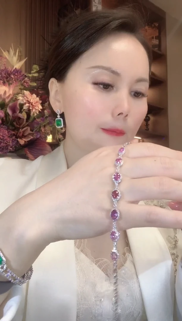 手链彩色蓝宝石18K金镶嵌A80