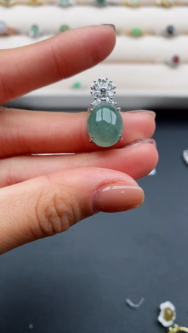 银S925镶嵌戒指翡翠6666666+3
