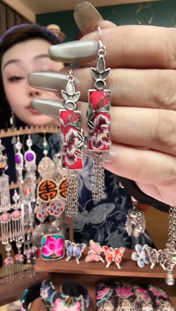 刺绣纯手工民族风刺绣耳环