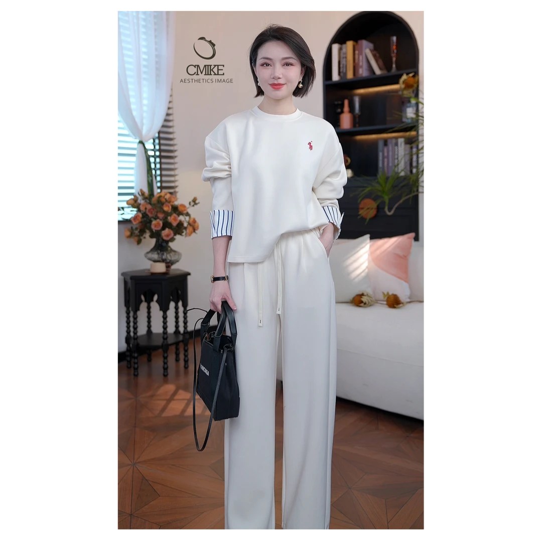 【蜜客严选】春秋时尚潮流休闲百搭圆领女士套头套装2501Z000035