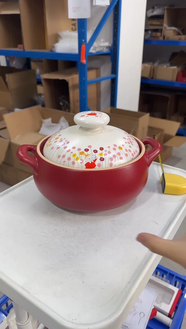 瓷片花田小美3L砂锅