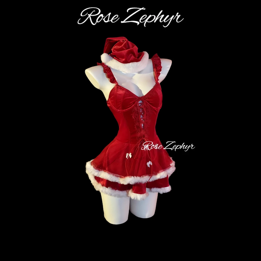 炽焰圣诞  红色圣诞cosplay服套装纯欲吊带连衣裙性感短裙氛围感