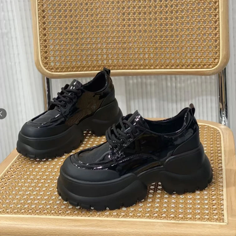 高品质松糕玛丽珍鞋女乐福鞋2025年春秋款厚底小个子增高小皮鞋子