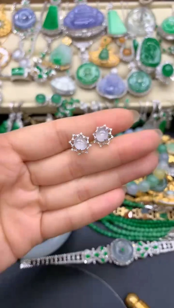 【闪购商品】翡翠耳饰18K金镶嵌359-中国好珍宝