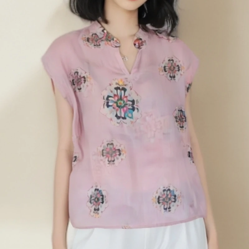 2025夏季新款时尚设计感小衫粉色减龄显白上衣LK2504116