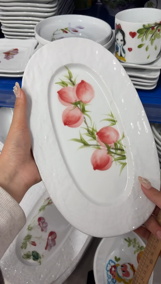 瓷片景德镇高温陶瓷食品级手绘釉中彩-手捏鱼盘