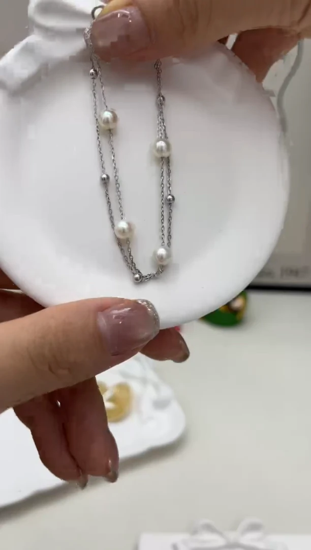 银S925镶嵌手链海水珍珠手链