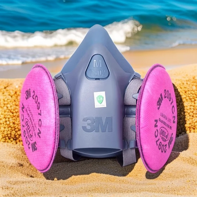 3M3M7502防尘专用面罩焊工防护面罩P100电焊2097防尘透气打磨面罩