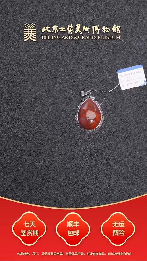 南红玛瑙挂件银S925镶嵌B0727GMD169水滴