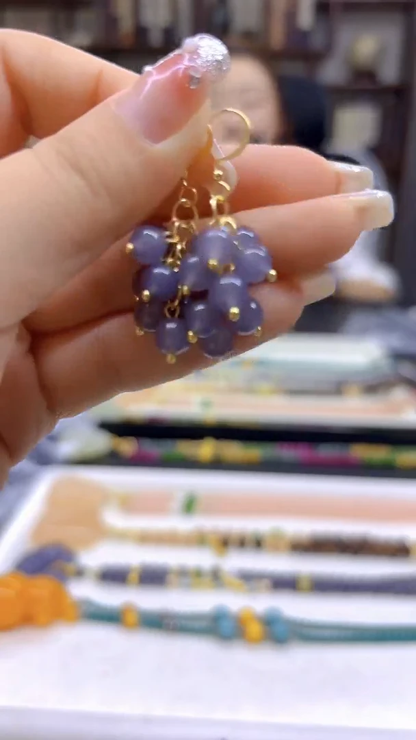 和田玉14K金镶嵌耳饰DIY款E848