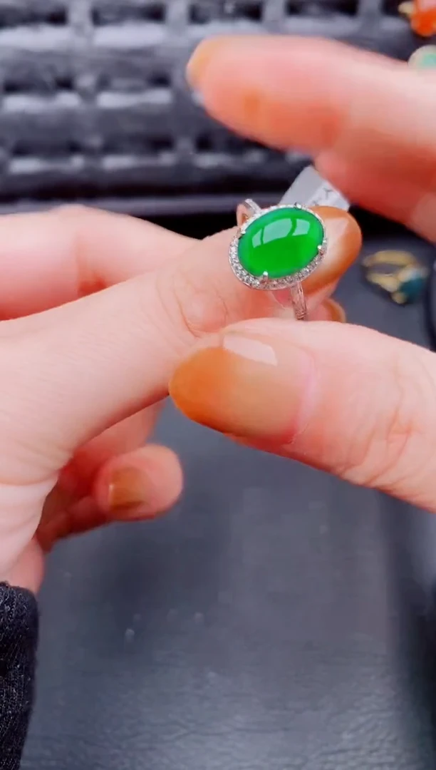 【闪购商品】翡翠戒指银S925镶嵌天然a货翡翠617