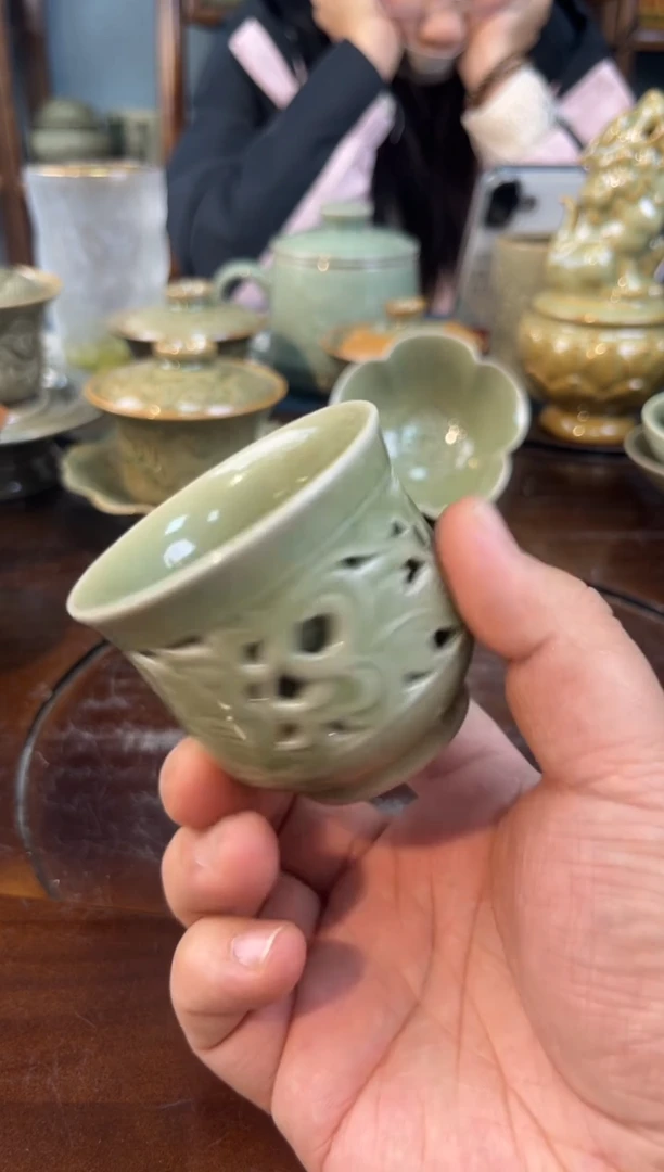 杯镂空牡丹主人杯哈哈哈哈哈微瑕