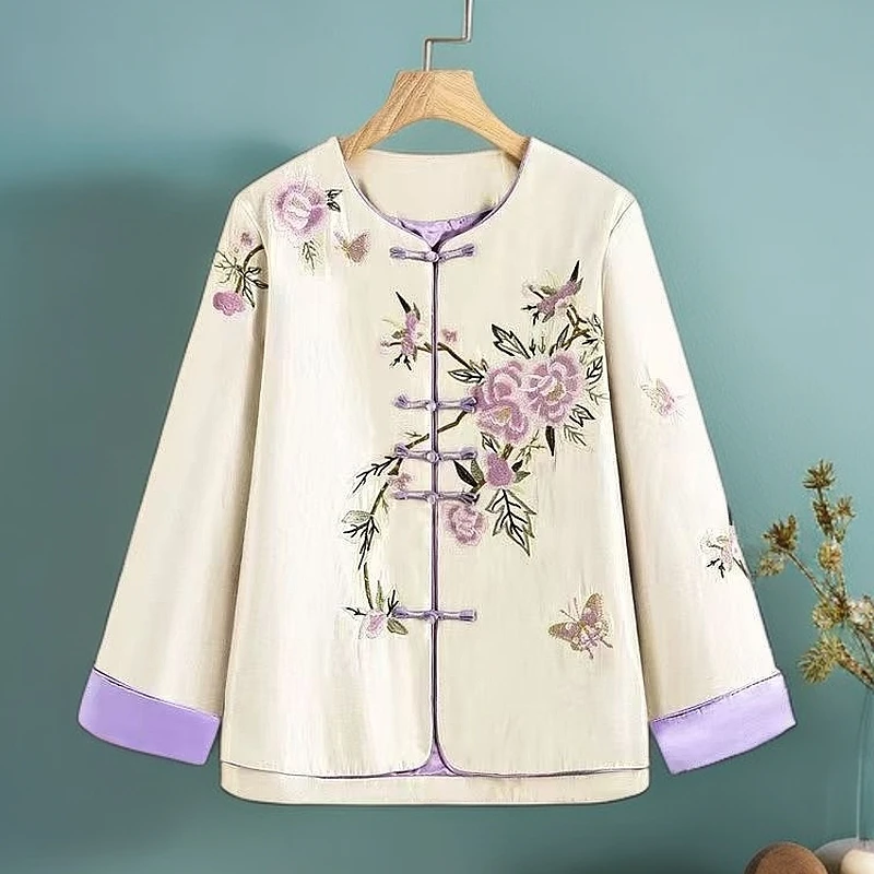 新中式重工绣花国风盘扣复古外长袖套2025春季新品原版正品