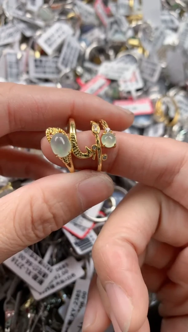 银S925镶嵌戒指翡翠8------5