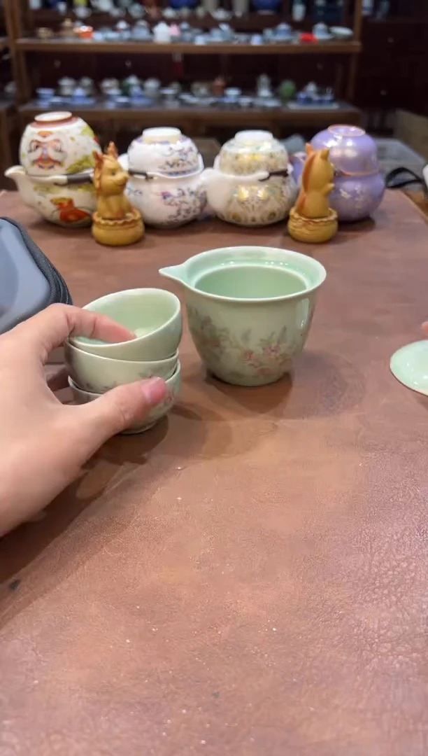 真的很便宜超好看会开片的旅行茶具