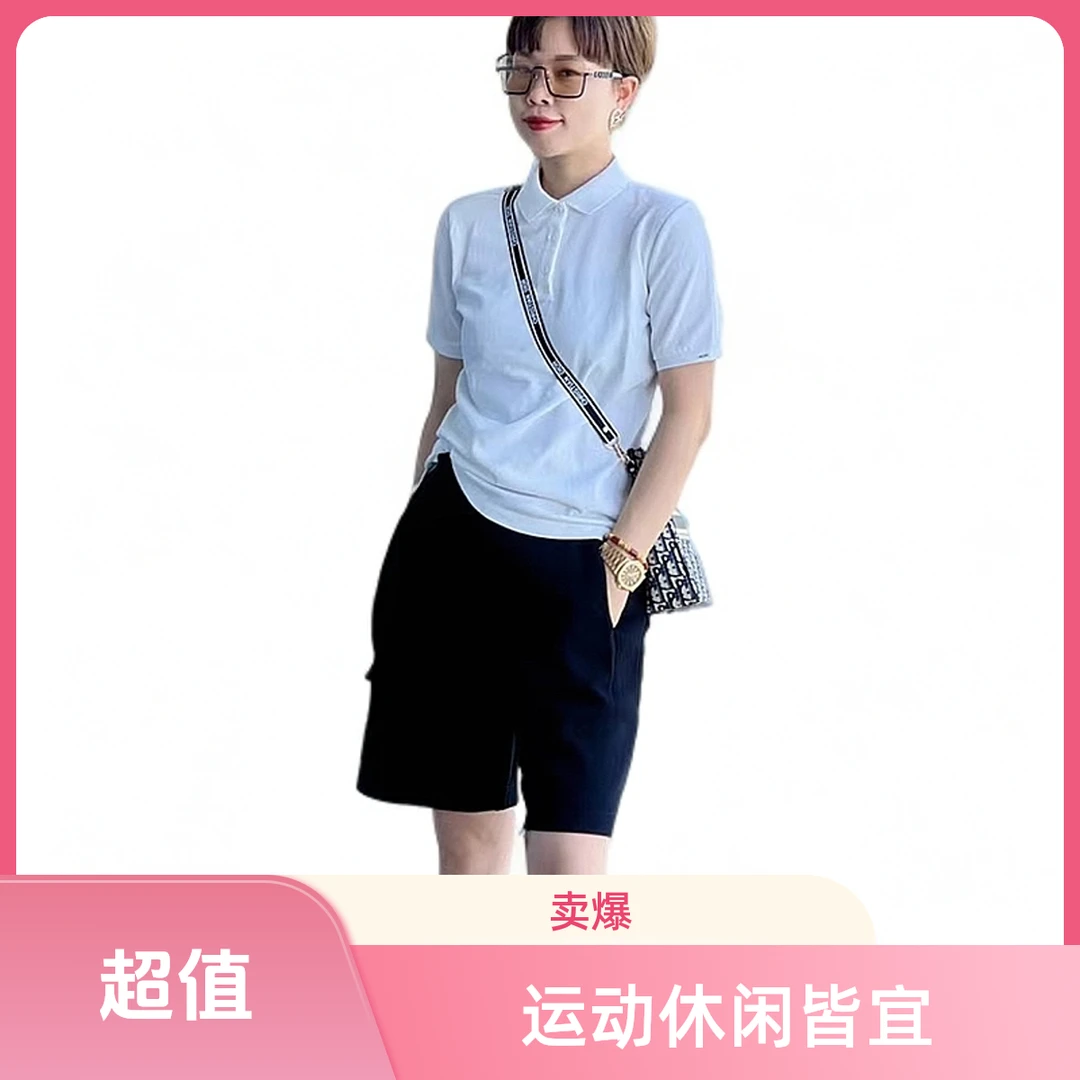 jing运动时尚休闲百搭透气多色Polo衫高品质女士夏季半袖简约夏款