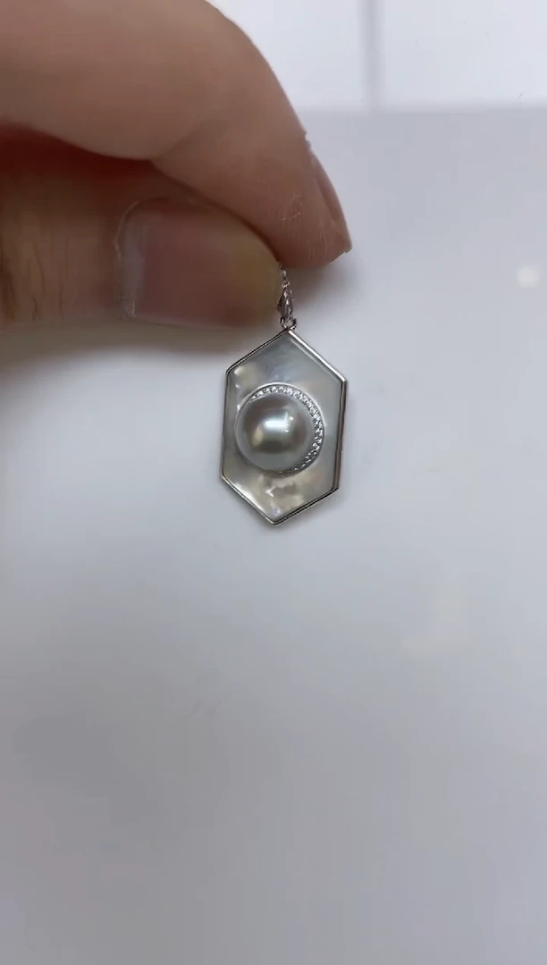 海水珍珠银S925镶嵌颈饰