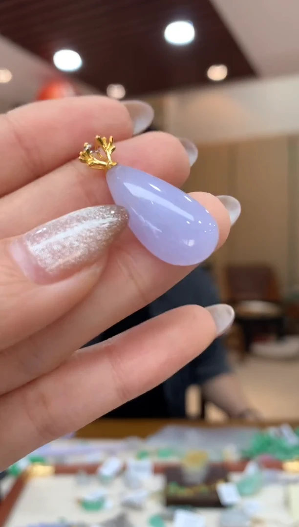 吊坠(不含链)18K金镶嵌翡翠水滴