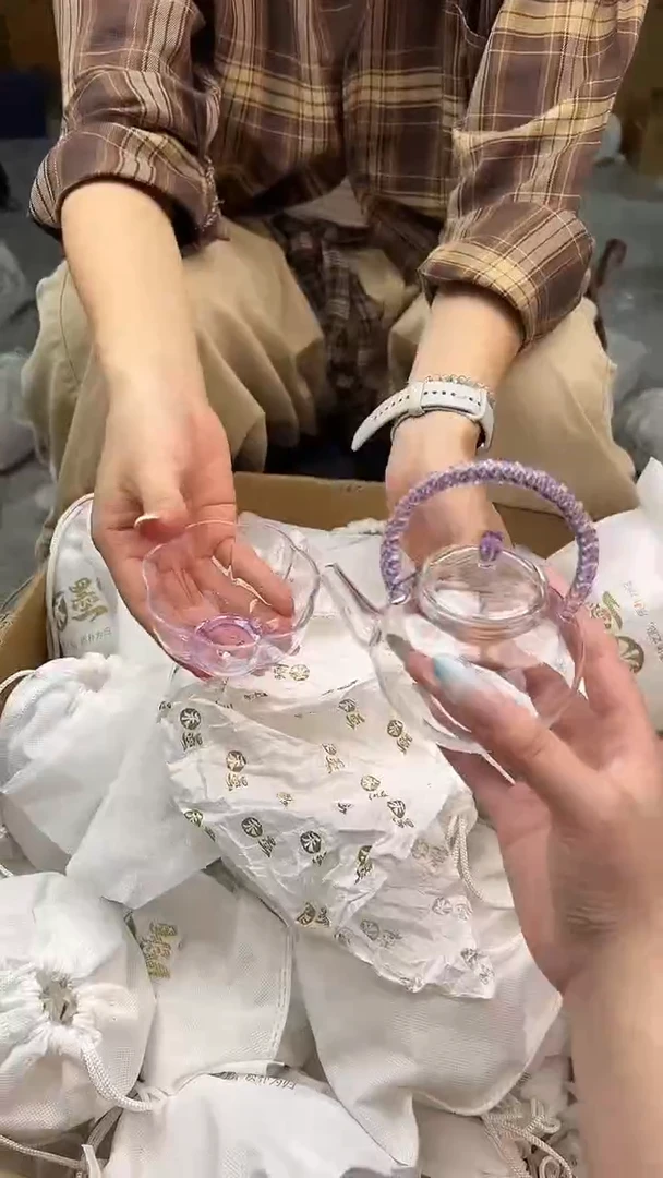 栀意提梁壶浅紫色+杯子