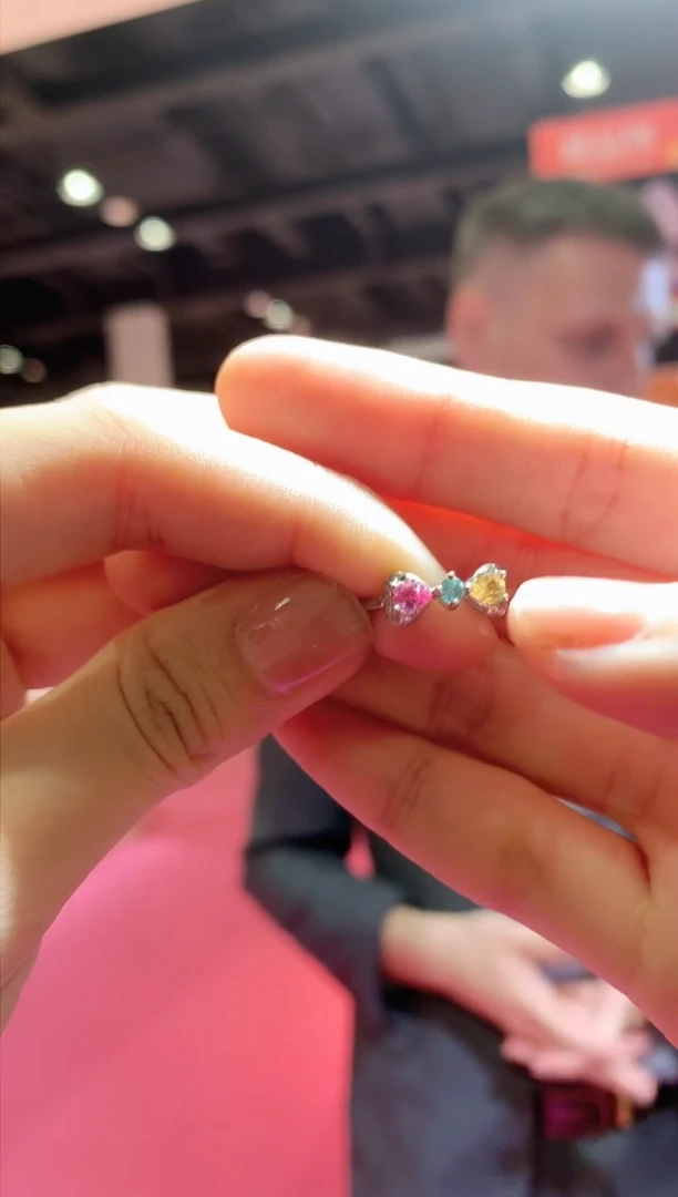 碧玺戒指银S925镶嵌戒指