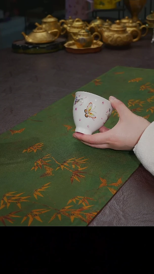 杯【宜景窑蝶舞系列】粉色杯子