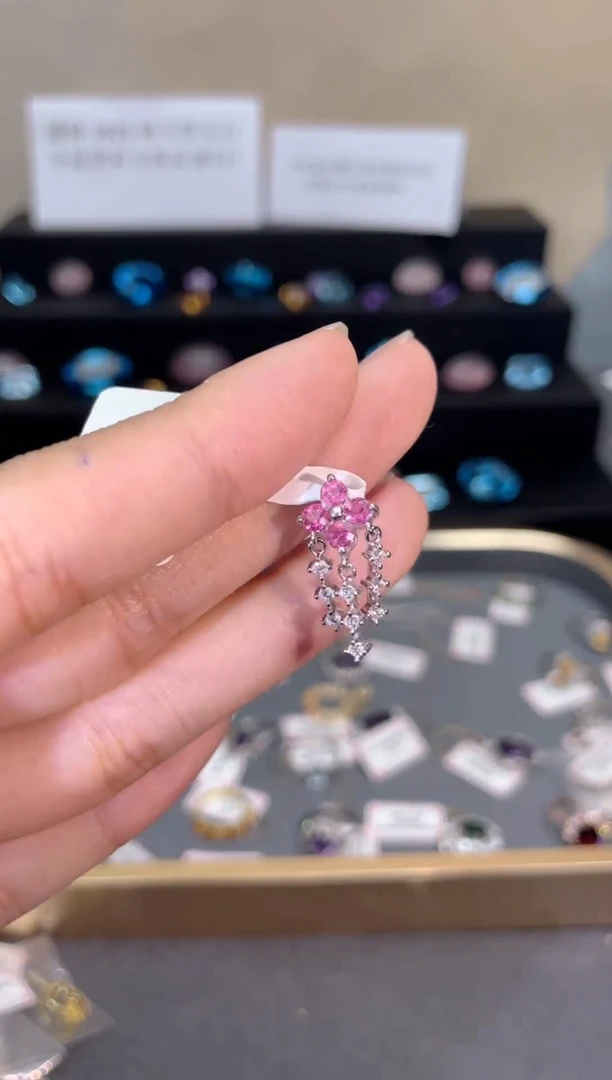 吊坠(不含链)银S925镶嵌碧玺天然宝石