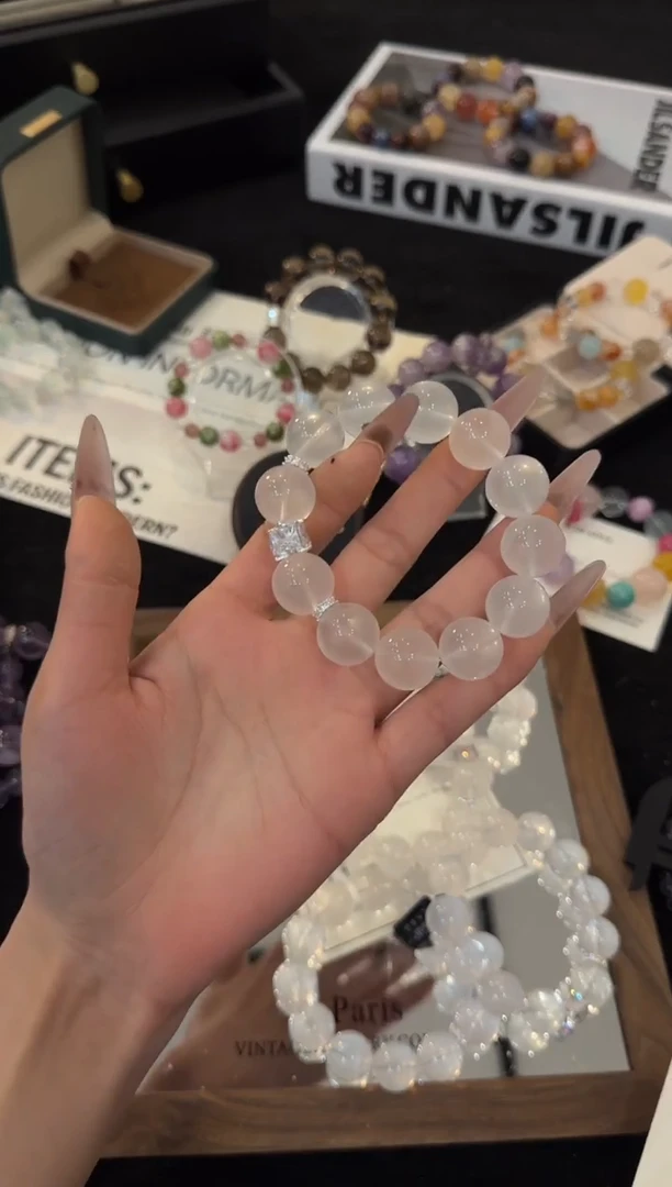 合金手链水晶奶白晶x3535