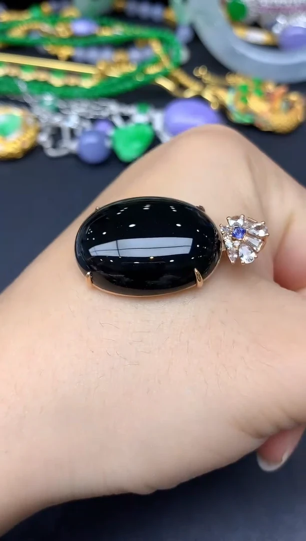 颈饰18K金镶嵌翡翠326-雪姐翡翠天天见