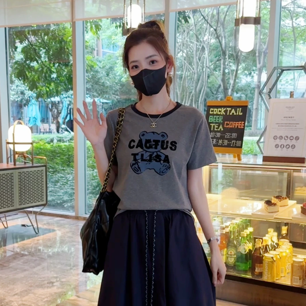 2025【小熊T】定制款韩系风夏新款时尚百搭趣味印花圆领短袖T恤上衣
