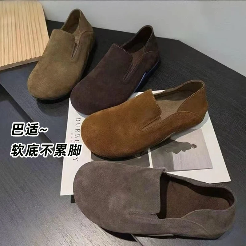 软皮超软超轻2025新款4公分极简慵懒老钱风巨舒服一脚蹬懒人女鞋