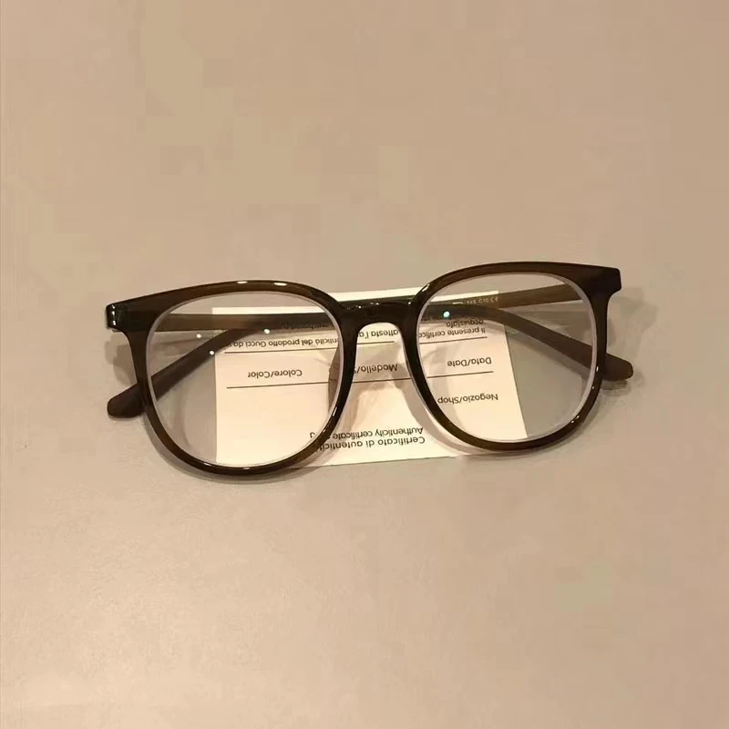 高级显白栗子棕显白眼镜框大框可爱学院可配近视女防蓝光超轻圆框
