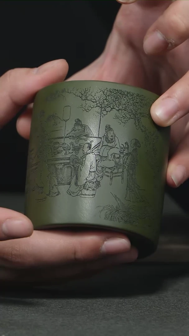 【闪购商品】紫砂茶杯桃园夜宴图