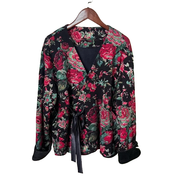 【佳佳】169女短款长袖时尚休闲秋冬宽松型复古风碎花外套气质百搭