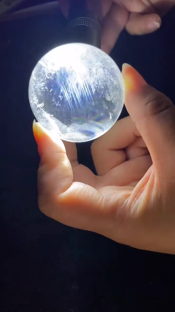 水晶珠宝半成品未镶嵌白水晶蓝针球D246