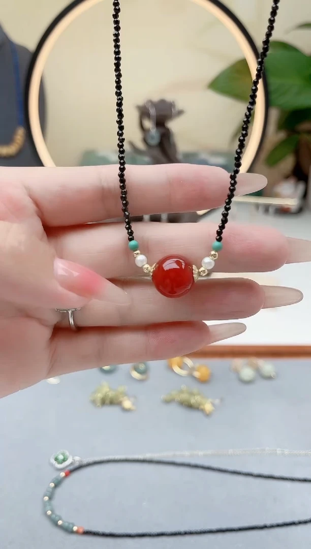 玛瑙/玉髓颈饰未镶嵌00项链红