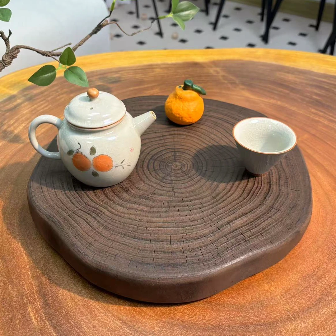【一物一拍】国树银杏碳化立体年轮茶盘干泡台置物板绿植底座