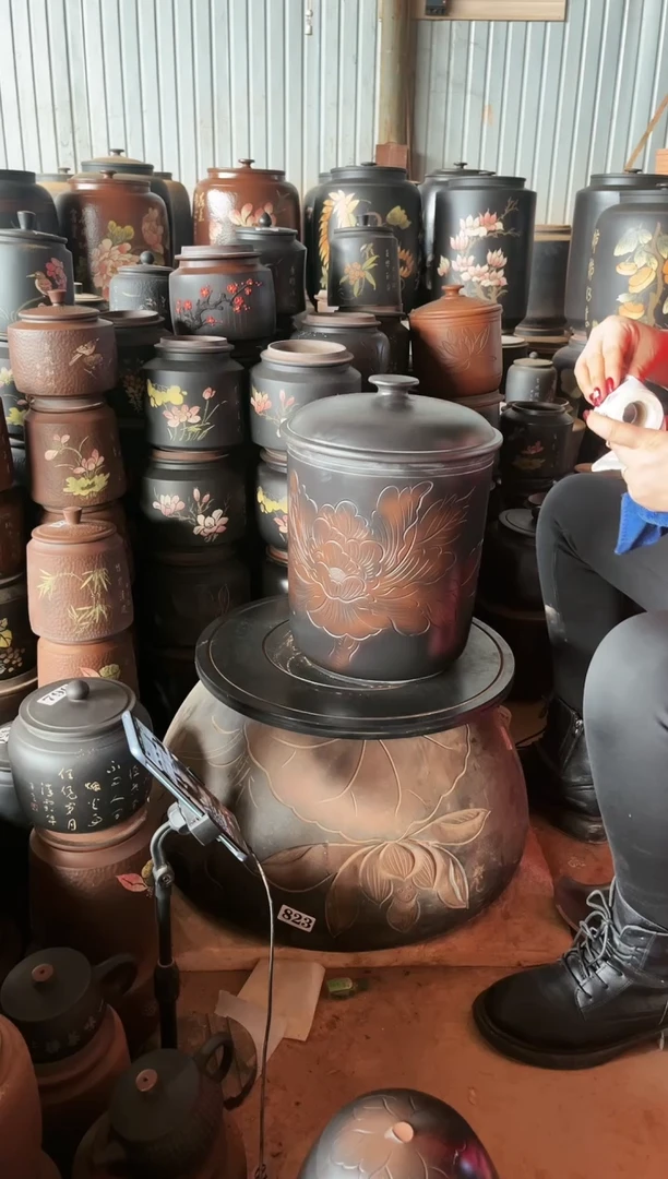 【闪购商品】壶瑕疵 九饼 牡丹花  边口和盖子 037