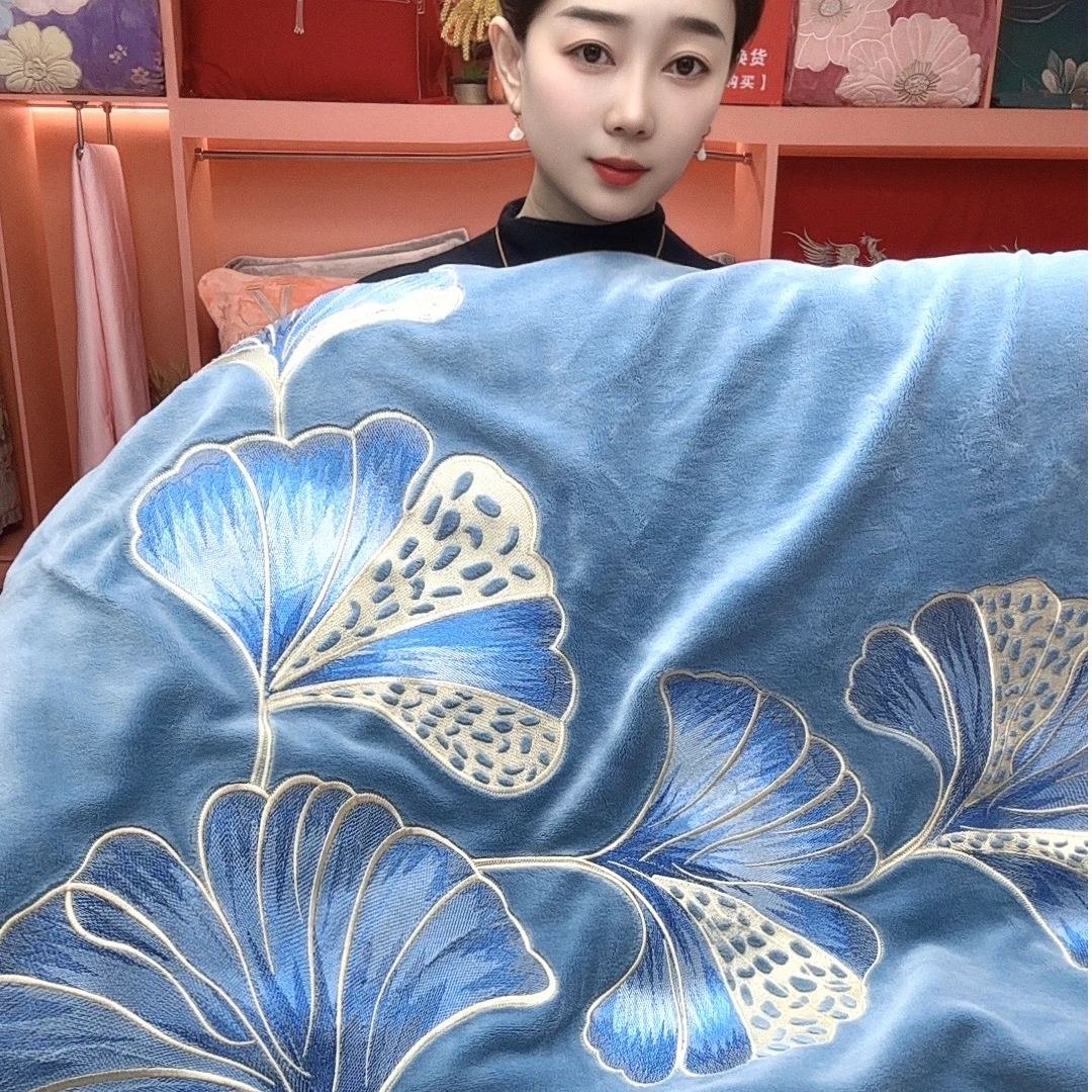 【金枝玉叶】绣花加厚牛奶绒绒四件套刺绣牛奶绒被套大床单枕套