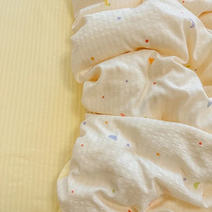 A类母婴级皱皱纱双层纱春夏新款床上四件套柔软透气棉双层纱套件