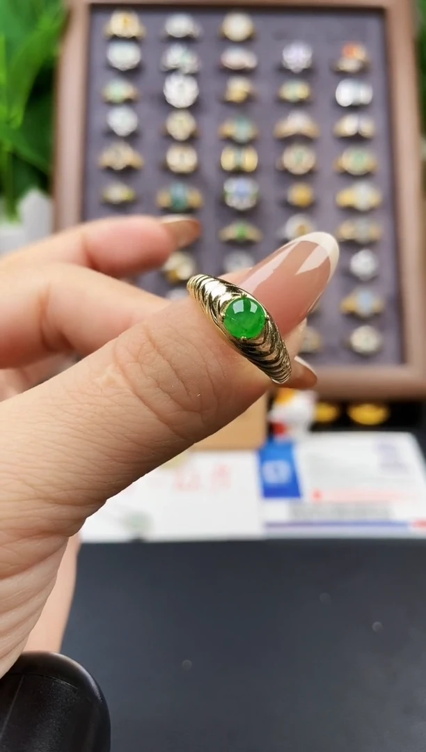 银S925镶嵌戒指翡翠12