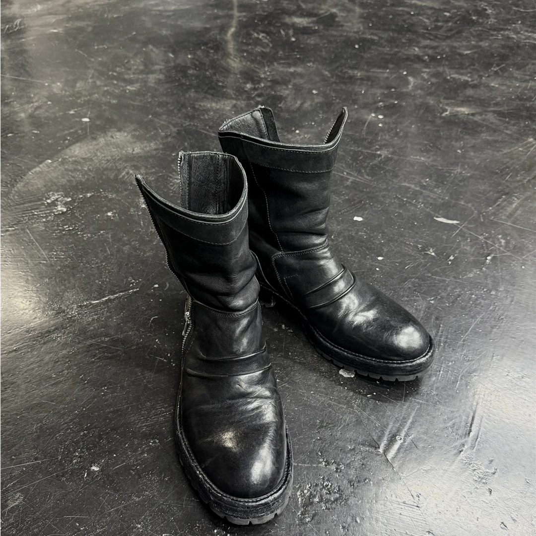 TBR水洗马皮固特异暗黑先锋增高皮靴皮鞋