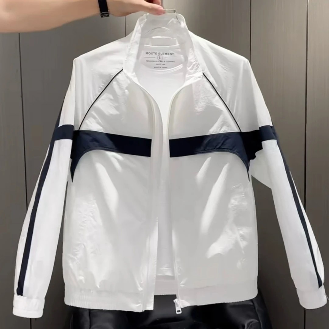 2025春季新款拼色运动夹克薄外套男时尚潮流百搭休闲上衣男装外套