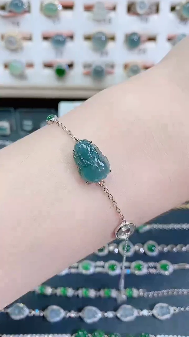 银S925镶嵌手链翡翠天然翡翠